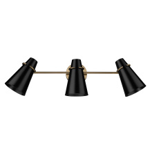 Golden 2122-BA3 MBS-BLK - Golden Lighting Reeva 3-light Vanity in Modern Brass and Matte Black shade